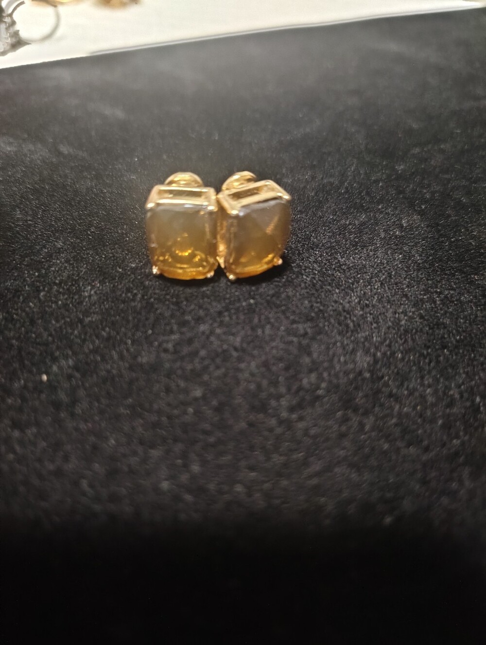 Gold-Tone Yellow Gem Stud Earrings
